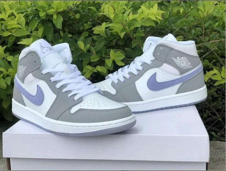 Air Jordan 1 Mid Wolf Grey Aluminum Shoes Sneakers by Air Jordan