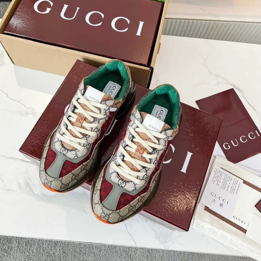 GG Rhyton Canvas ‘Beige Brick Red’ Shoes Sneakers by Air Jordan