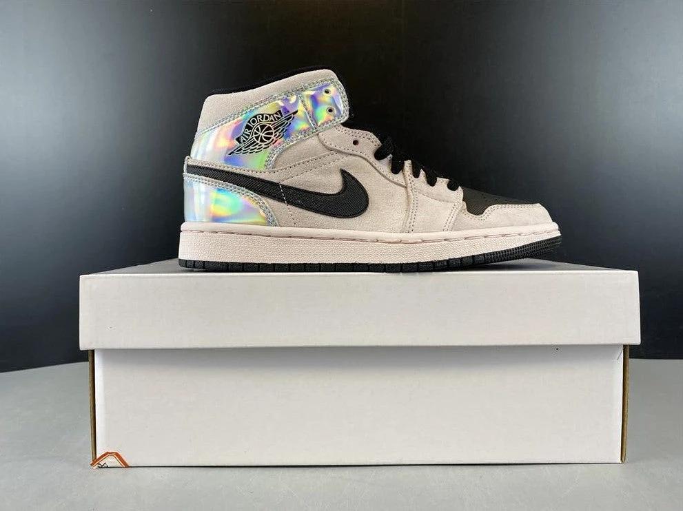 Air Jordan 1 Mid Dirty Powder Iridescent (W) Shoes Sneakers by Air Jordan