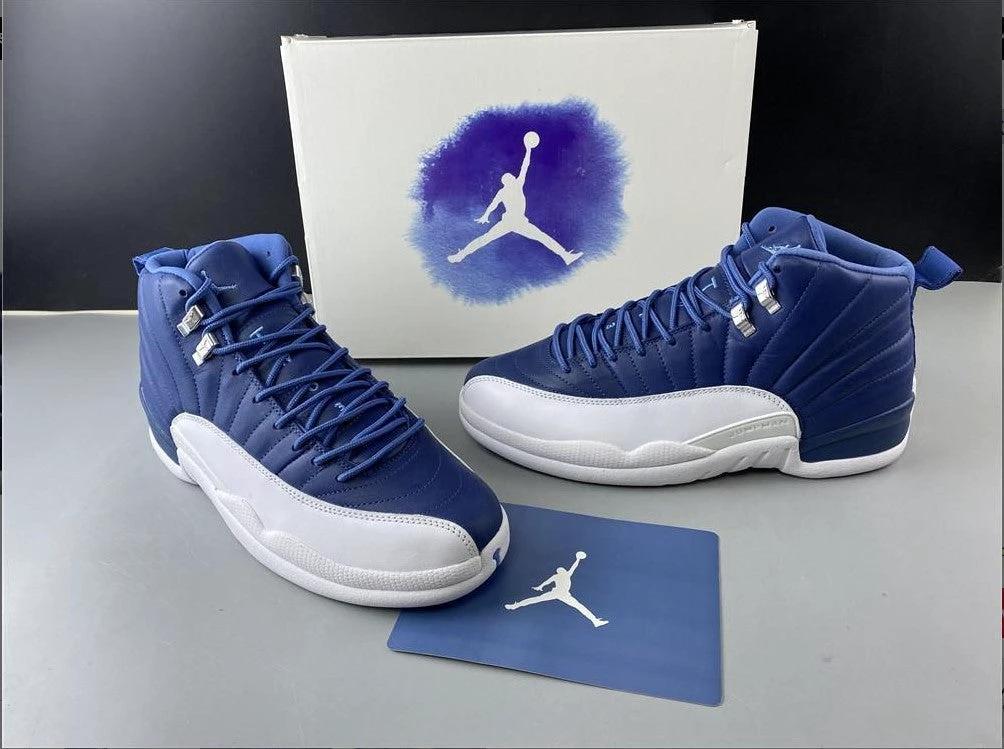 Air Jordan 12 Retro Stone Blue Shoes Sneakers by Air Jordan