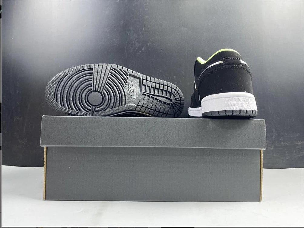Air Jordan 1 Low Black Aurora Green Laser Orange Shoes Sneakers by Air Jordan