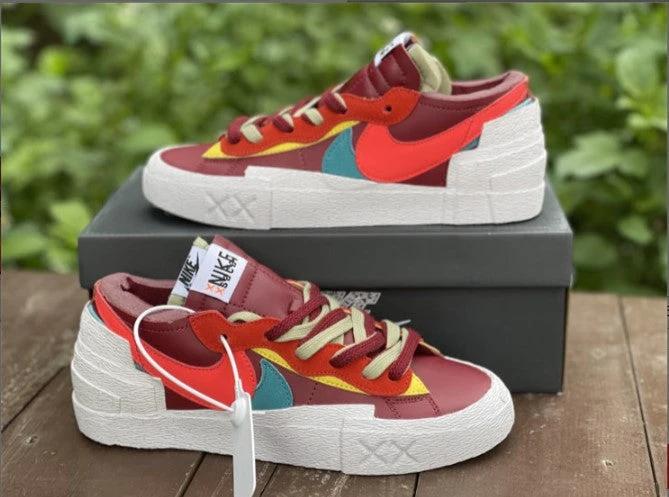 Sacai x KAWS x Blazer Low Team Red Shoes Sneakers by Air Jordan