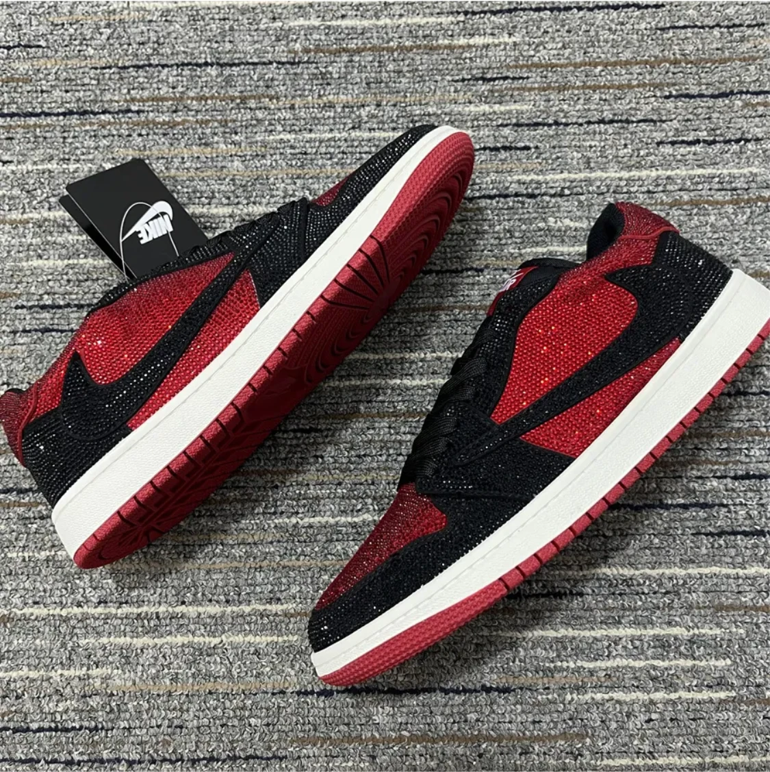 Air Jordan 1 Low Bred Crystal Sneakers by Air Jordan
