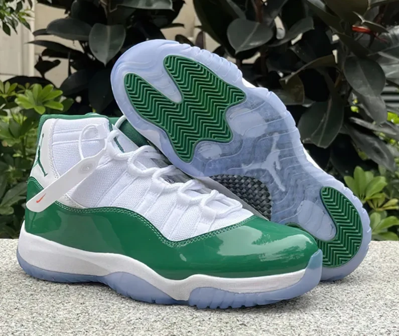 AJ 11 White Green Shoes Sneakers by Air Jordan
