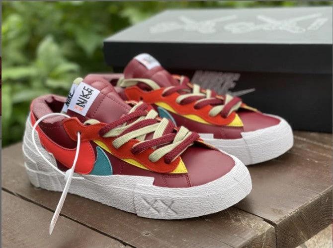 Sacai x KAWS x Blazer Low Team Red Shoes Sneakers by Air Jordan