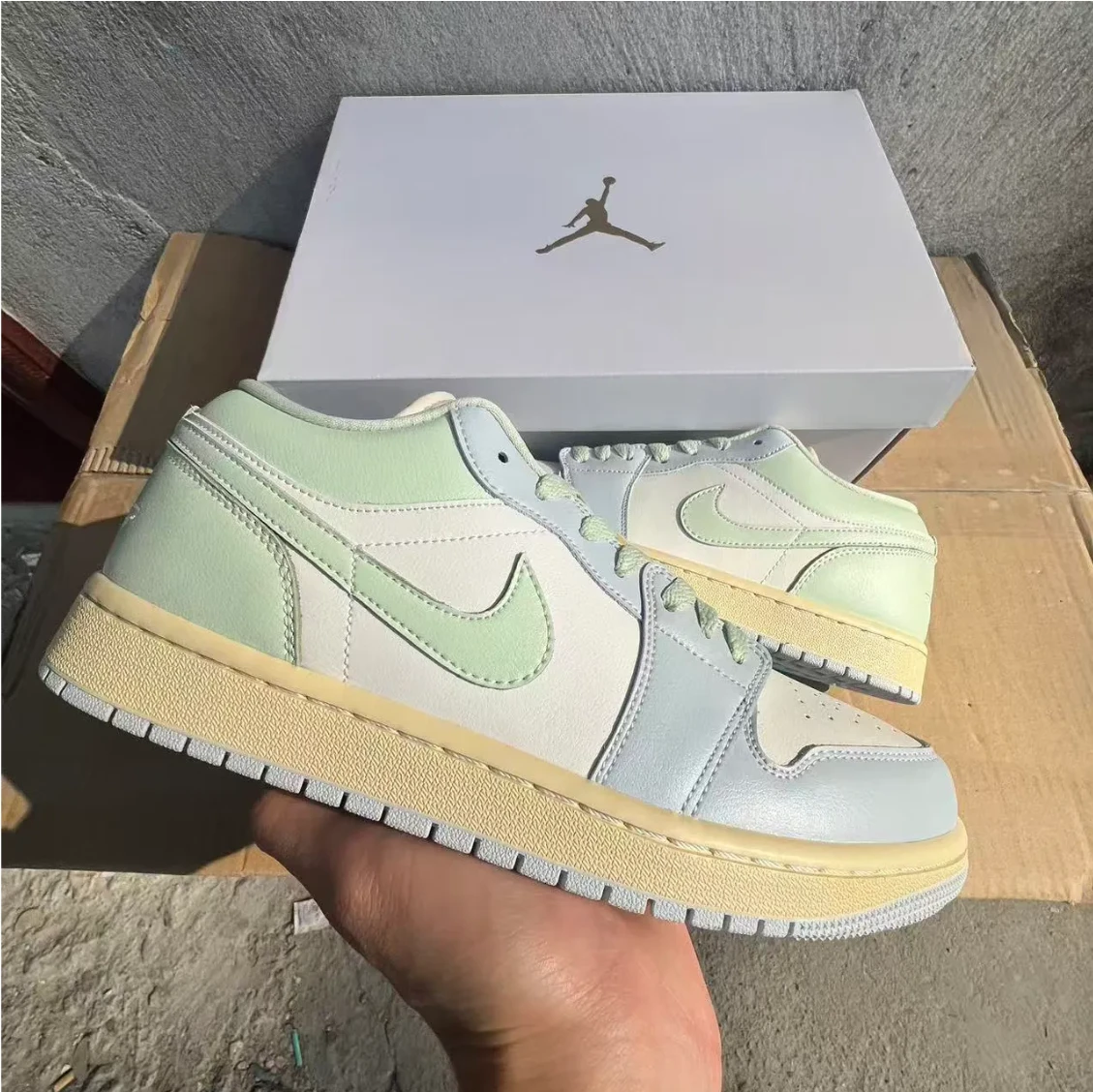 Air Jordan 1 Low Sail Aura Shoes Sneakers by Air Jordan