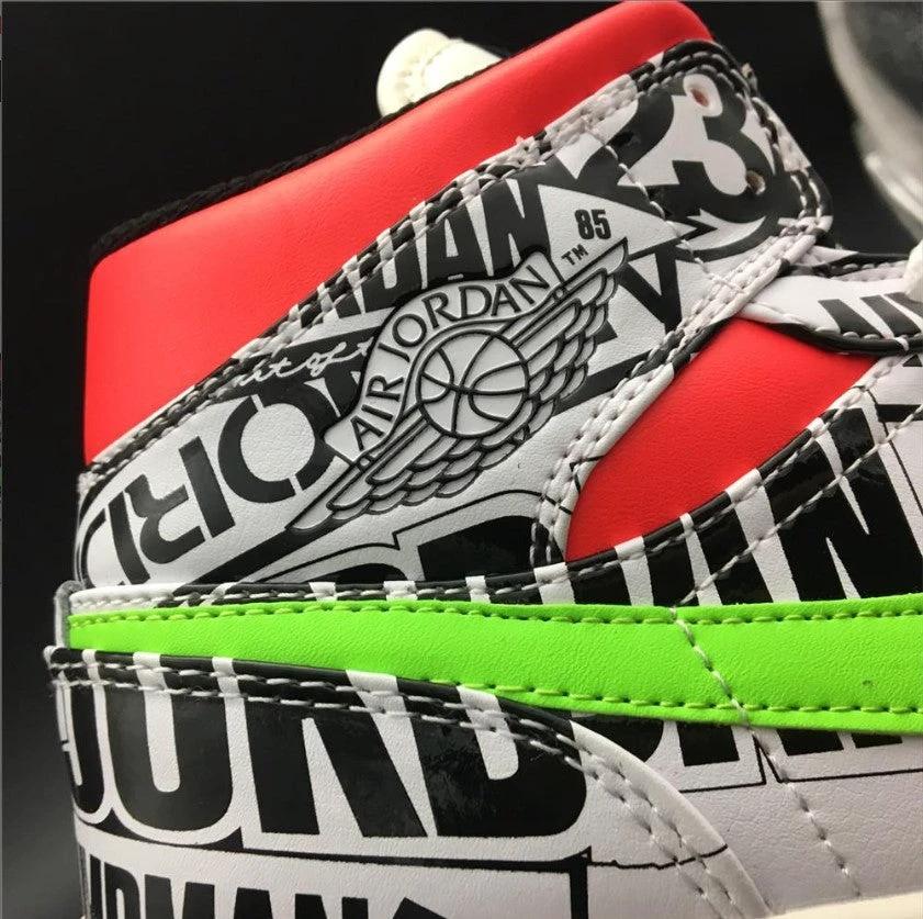 Air Jordan 1 Mid All Over Logos Shoes Sneakers by Air Jordan