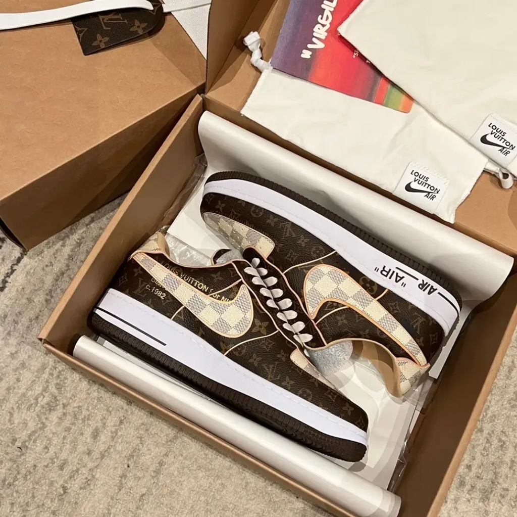 LV x Air Force 1 Low Brown Shoes Sneakers by Air Jordan