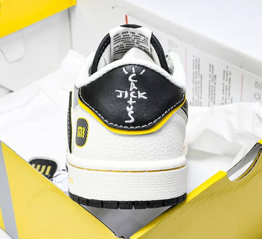 Travis Scott x Xiaomi x AJ 1 Low SP OG Light Grey Black Yellow Shoes Sneakers by Air Jordan