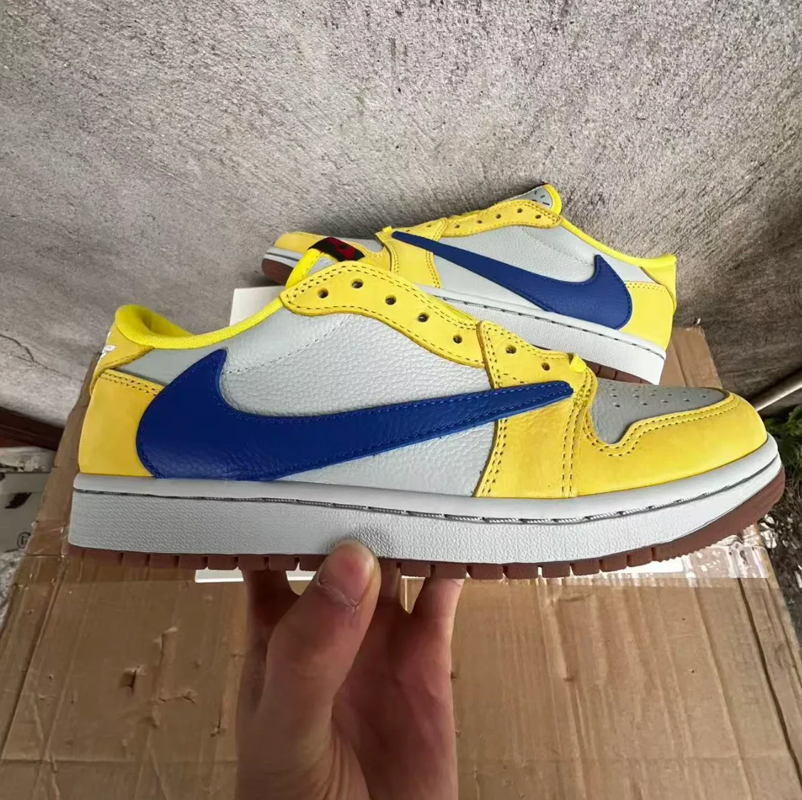 Travis Scott x Air Jordan 1 Retro Low Canary Shoes Sneakers by Air Jordan