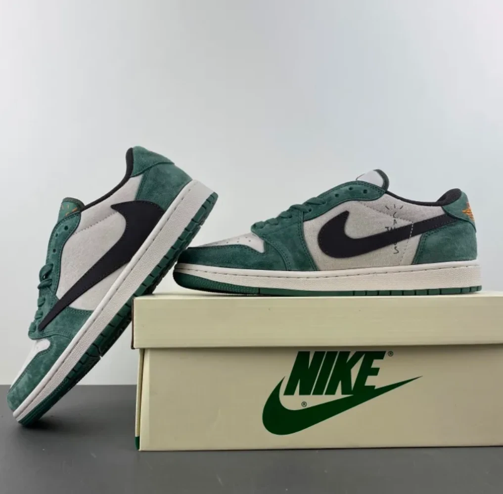 Travis Scott x Air Jordan 1 Low OG SP Green Velvet Shoes Sneakers by Air Jordan