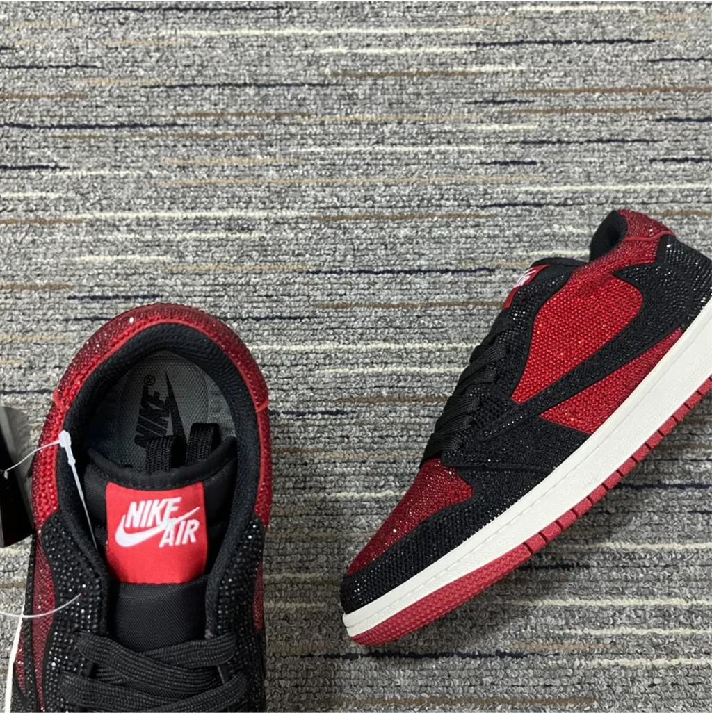 Air Jordan 1 Low Bred Crystal Sneakers by Air Jordan