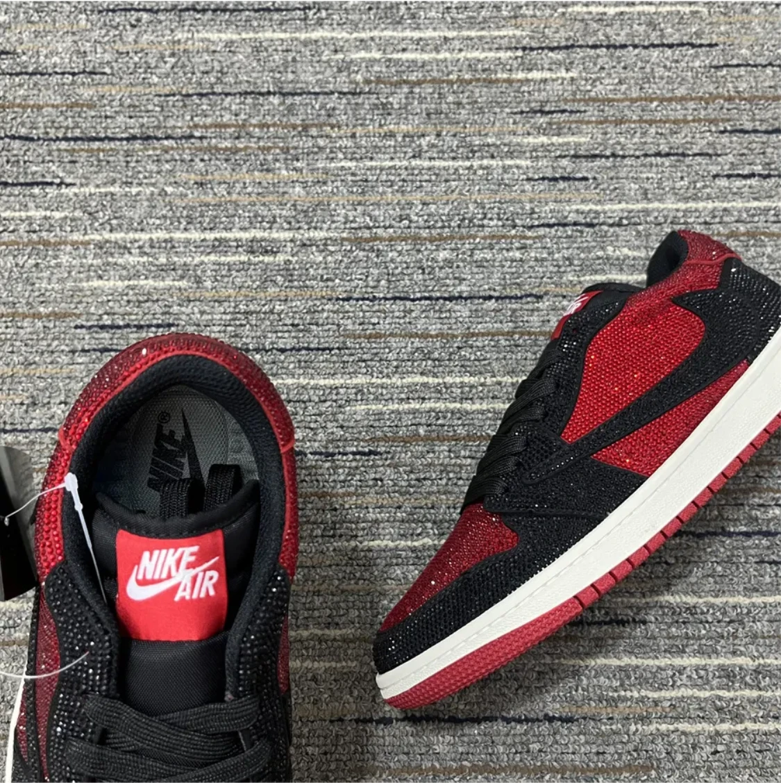 Air Jordan 1 Low Bred Crystal Sneakers by Air Jordan