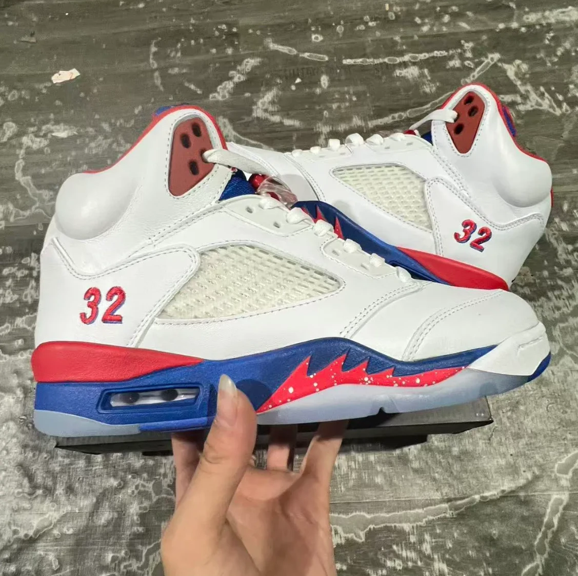 Air Jordan 5 White Blue Red Shoes Sneaker by Air Jordan
