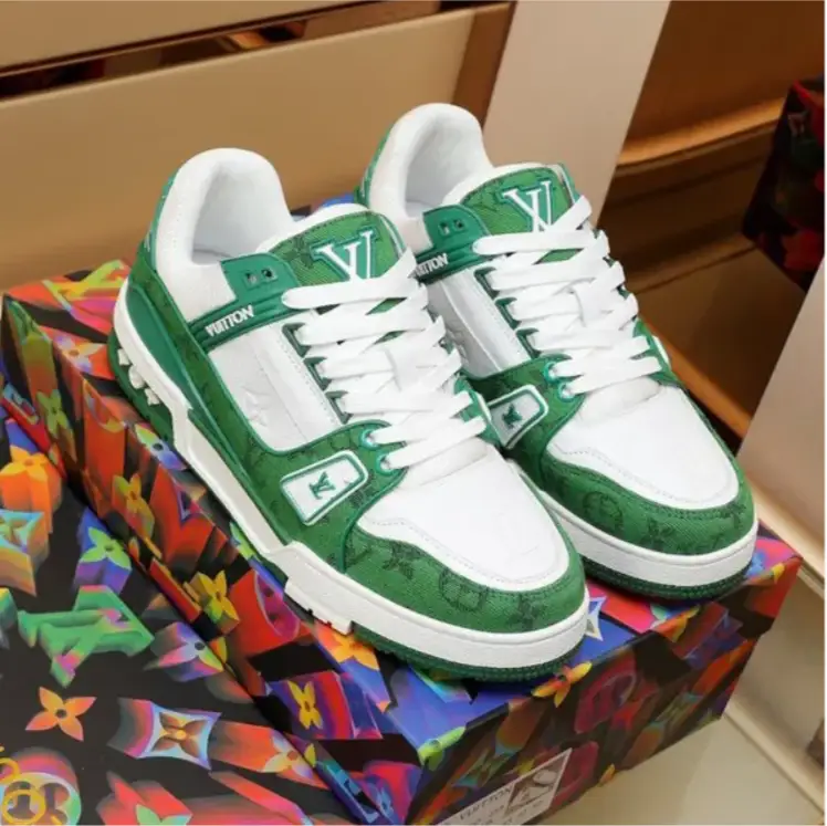 LV Trainer Denim Monogram Green Shoes Sneakers by Air Jordan