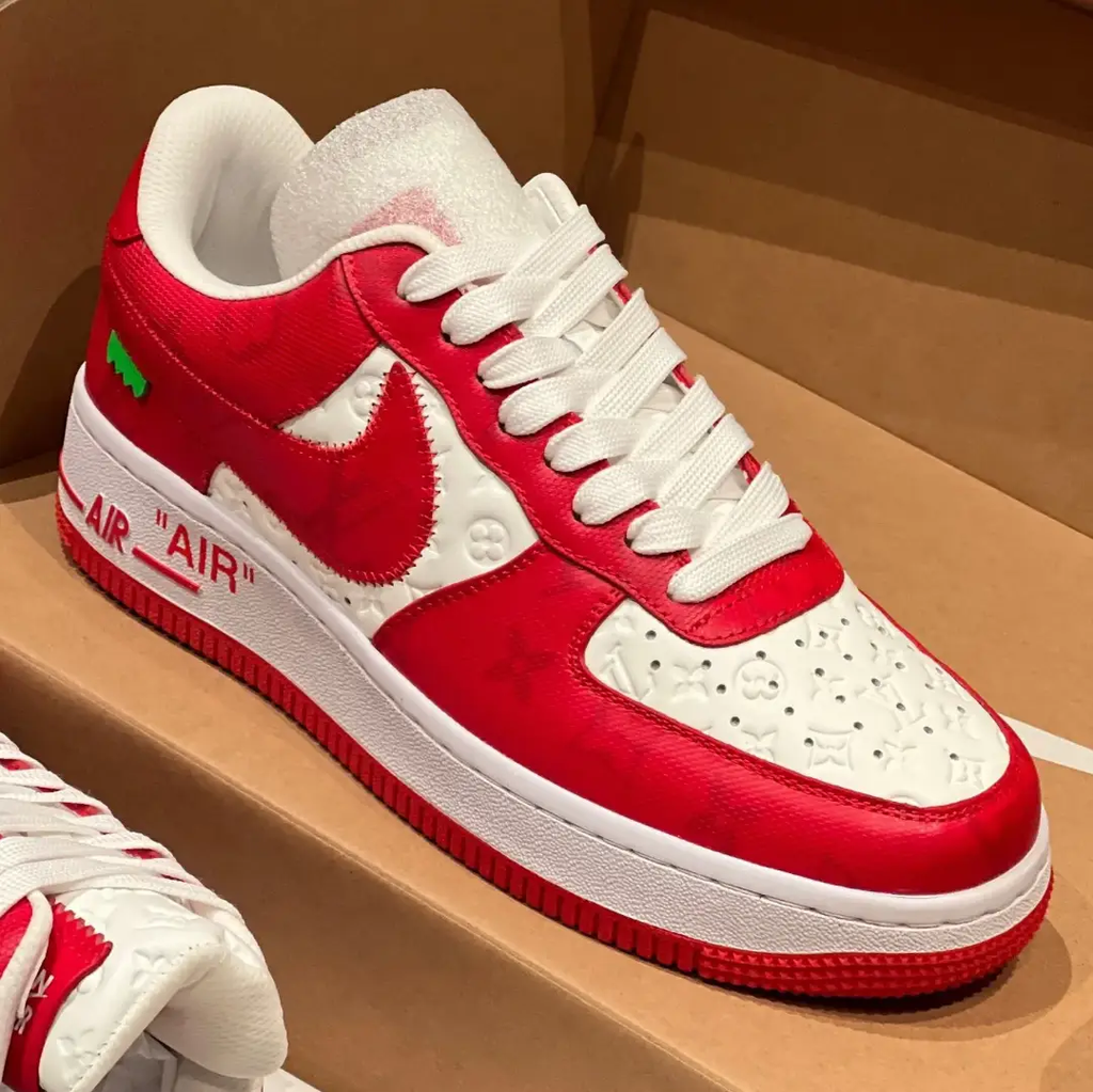 LV x Air Force 1 Virgil Abloh White Red Shoes Sneakers by Air Jordan