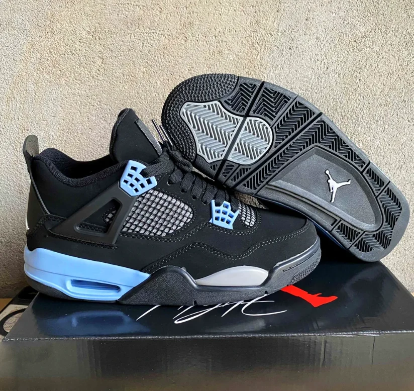 Air Jordan 4 Black UNC Shoes Sneakers by Air Jordan