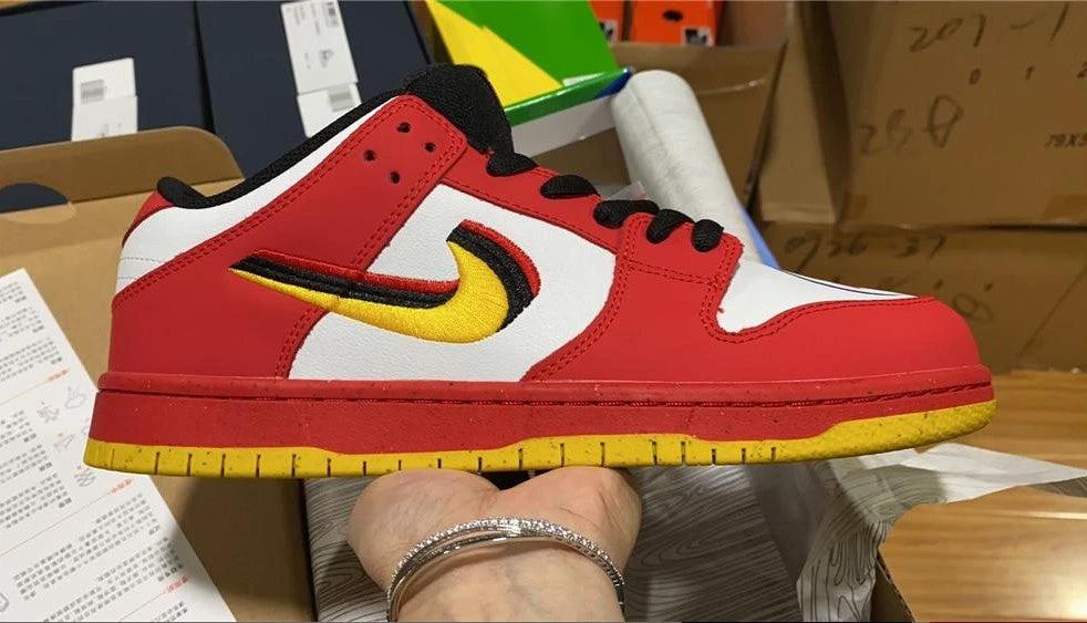 SB Dunk Low White Red Yellow Shoes Sneakers by Air Jordan