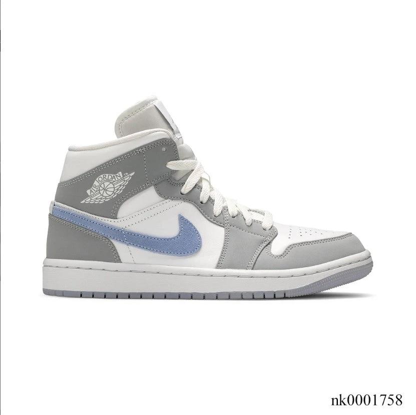 Air Jordan 1 Mid Wolf Grey Aluminum Shoes Sneakers by Air Jordan