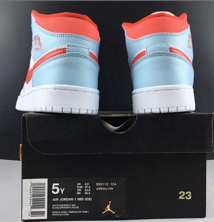 Air Jordan 1 Mid White Topaz Mist (GS) Shoes Sneakers by Air Jordan