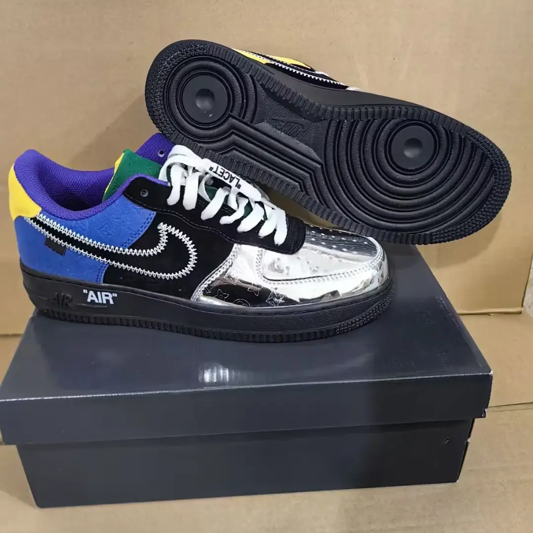 LV x Air Force 1 Low ‘Virgil Abloh Purple Metallic Silver’ Shoes Sneakers by Air Jordan