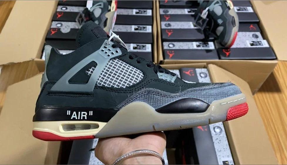 OFF-WHITE x Air Jordan 4 Bred Shoes Sneakers by Air Jordan