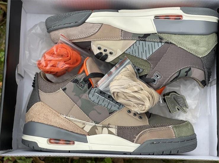 Air Jordan 3 Retro Patchwork Camo Shoes Sneakers by Air Jordan