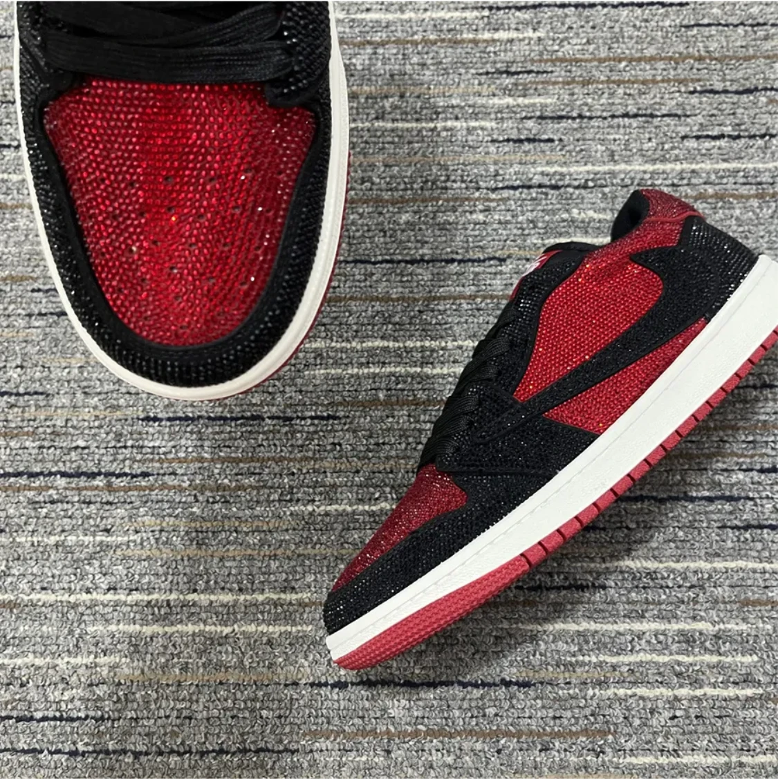 Air Jordan 1 Low Bred Crystal Sneakers by Air Jordan