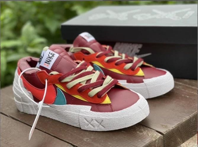 Sacai x KAWS x Blazer Low Team Red Shoes Sneakers by Air Jordan