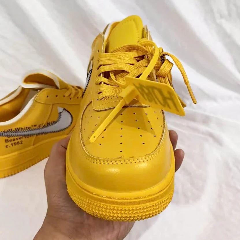 Off-White x Air Force 1 Low University Gold Lemonade Shoes Sneakers by Air Jordan