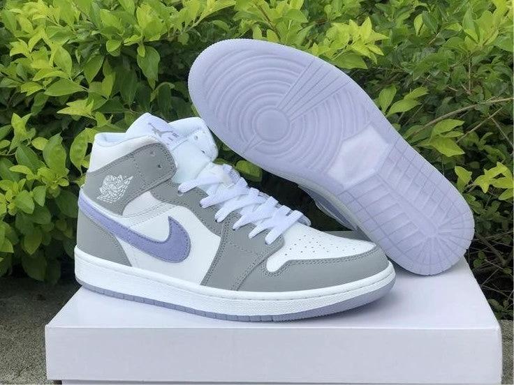 Air Jordan 1 Mid Wolf Grey Aluminum Shoes Sneakers by Air Jordan