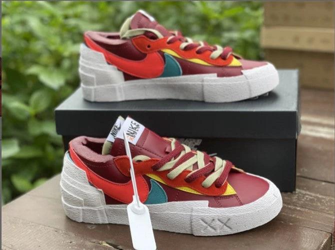 Sacai x KAWS x Blazer Low Team Red Shoes Sneakers by Air Jordan