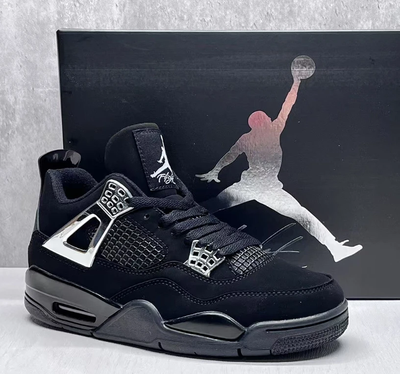 Air Jordan 4 Black Chrome Shoes Sneakers by Air Jordan