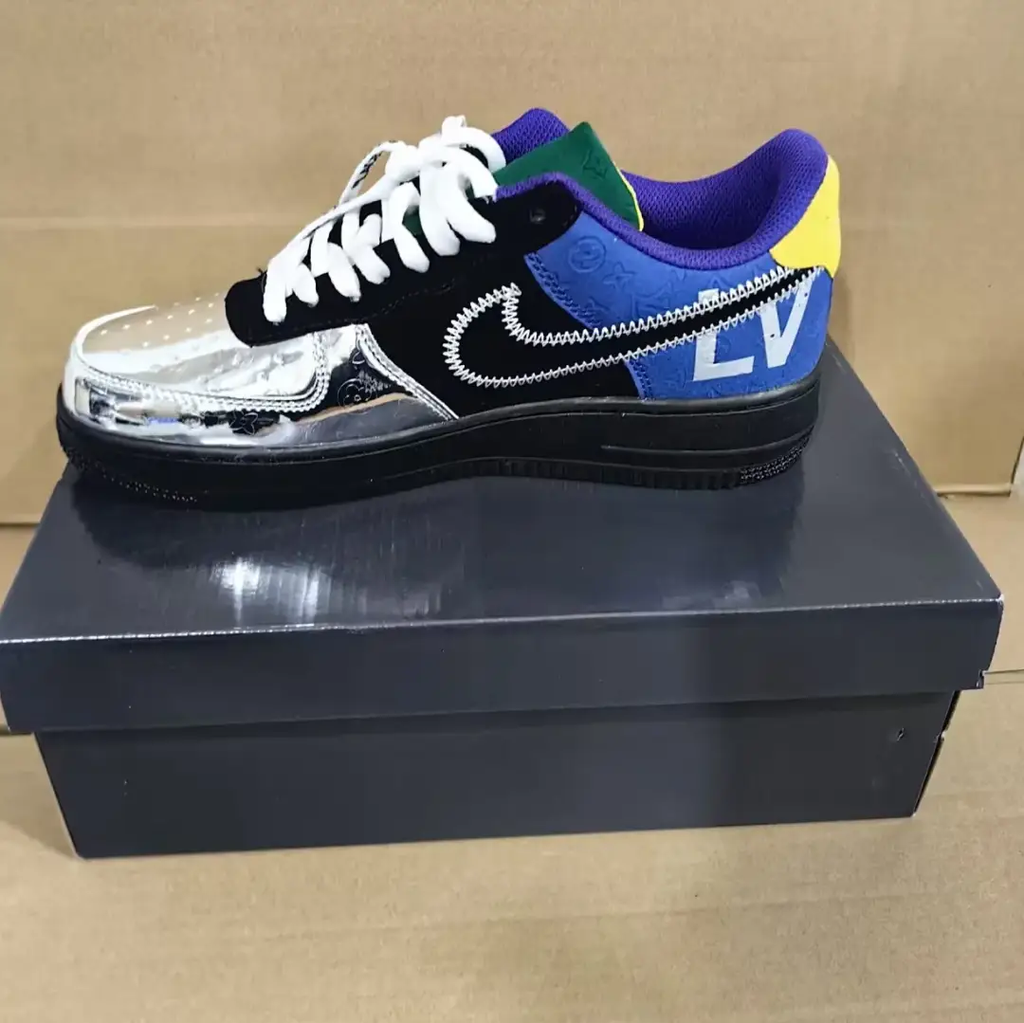 LV x Air Force 1 Low ‘Virgil Abloh Purple Metallic Silver’ Shoes Sneakers by Air Jordan