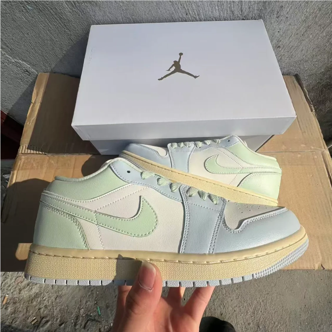 Air Jordan 1 Low Sail Aura Shoes Sneakers by Air Jordan