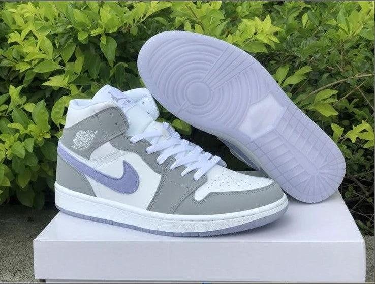 Air Jordan 1 Mid Wolf Grey Aluminum Shoes Sneakers by Air Jordan