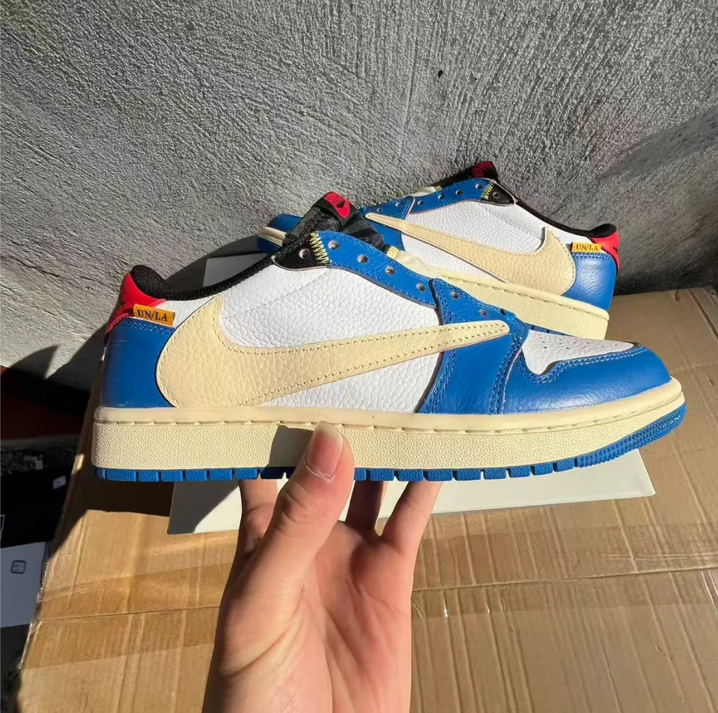 Union LA x Fragment Design x Air Jordan 1 Low Storm Blue Shoes Sneakers by Air Jordan