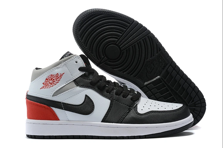 Air Jordan 1 Mid Red Grey Black Toe by Air Jordan