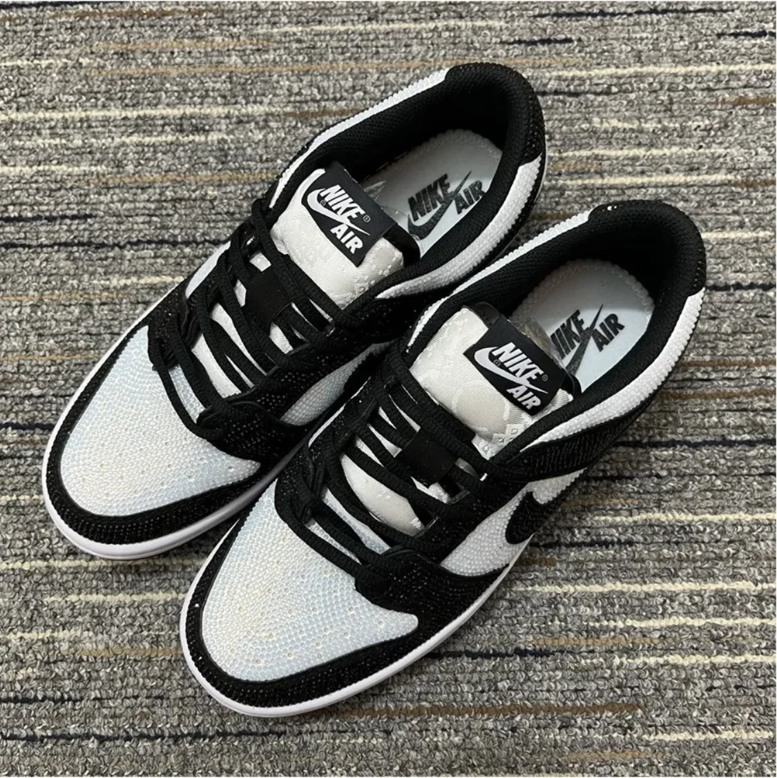 Air Jordan 1 Low Black White Crystal Shoes Sneakers by Air Jordan