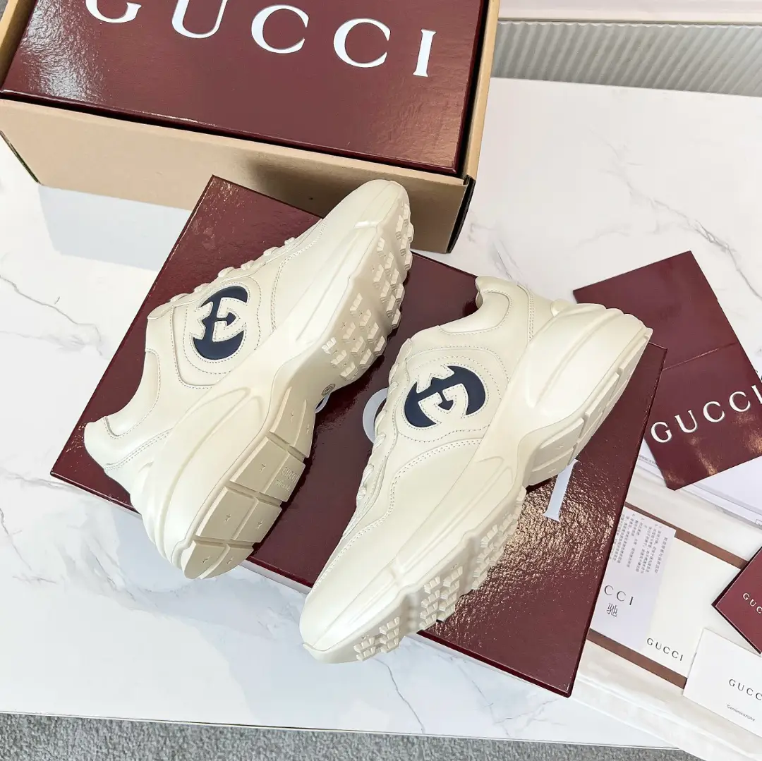 GG Rhyton Interlocking G Ivory Blue Shoes Sneakers by Air Jordan