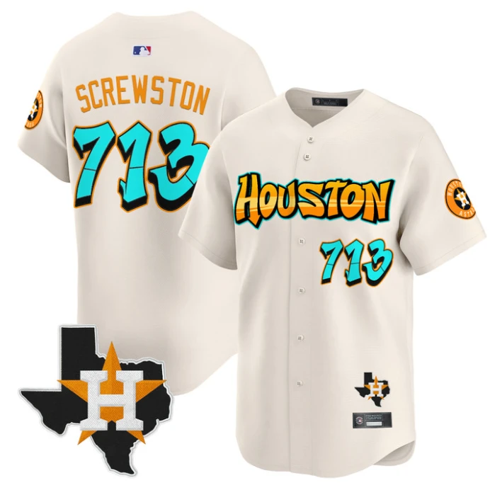 Screwston Jersey #713 Houston Astros Graffiti H-Town Edition Stitched Cream by My Store