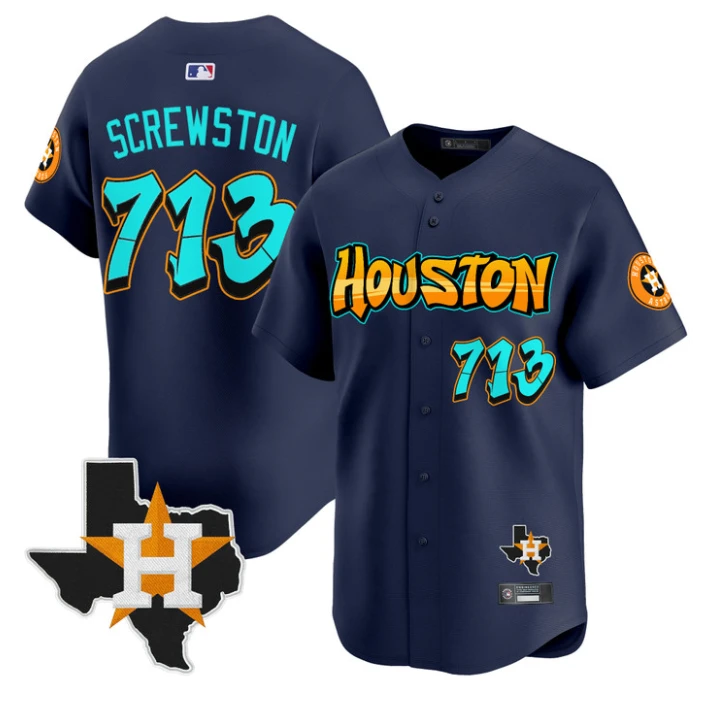 Screwston Jersey #713 Houston Astros Graffiti H-Town Edition Stitched Navy by My Store
