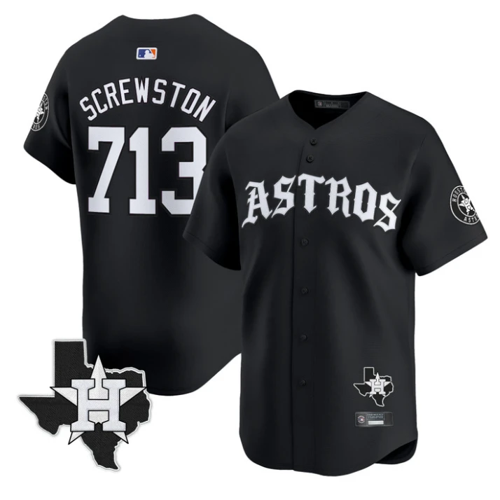 Screwston Jersey #713 Houston Astros Old English Edition Stitched White by My Store