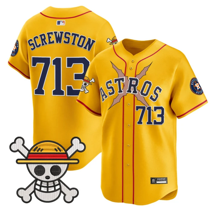 Screwston Jersey #713 Houston Astros One Piece 2025 Limited Stitched Gold by My Store