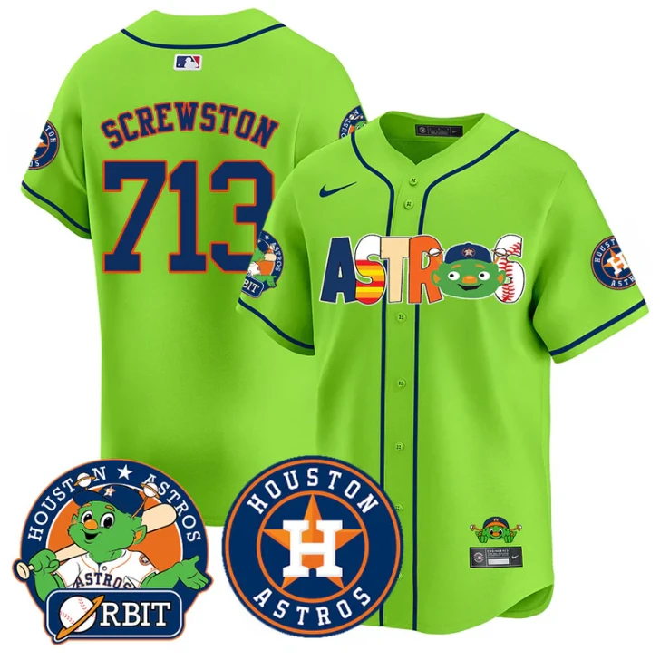 Screwston Jersey #713 Houston Astros Orbit Vapor Premier Limited Stitched Green by My Store