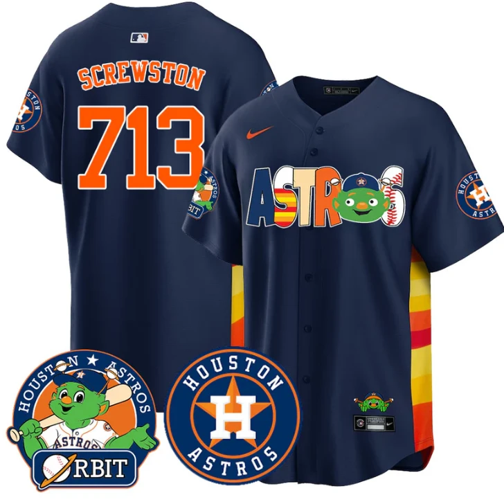 Screwston Jersey #713 Houston Astros Orbit Vapor Premier Limited Stitched Navy by My Store