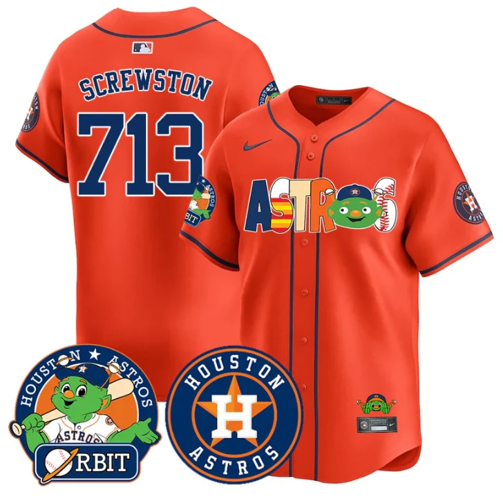Screwston Jersey #713 Houston Astros Orbit Vapor Premier Limited Stitched Orange by My Store