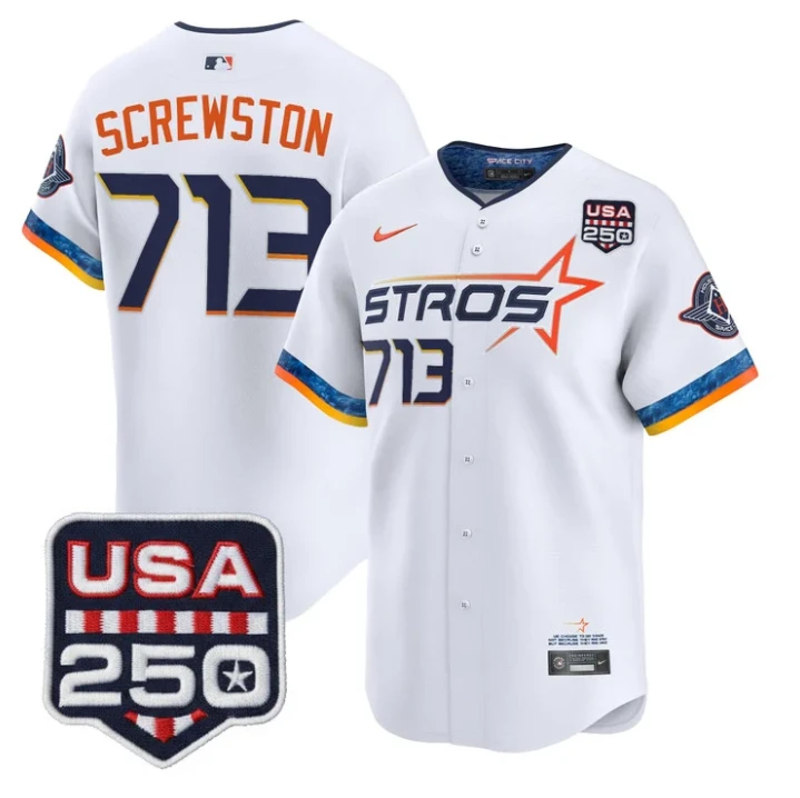 Screwston Jersey #713 Houston Astros 250 USA Patch Vapor Limited Stitched by My Store