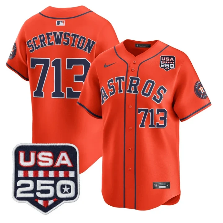 Screwston Jersey #713 Houston Astros 250 USA Patch Vapor Limited Stitched by My Store