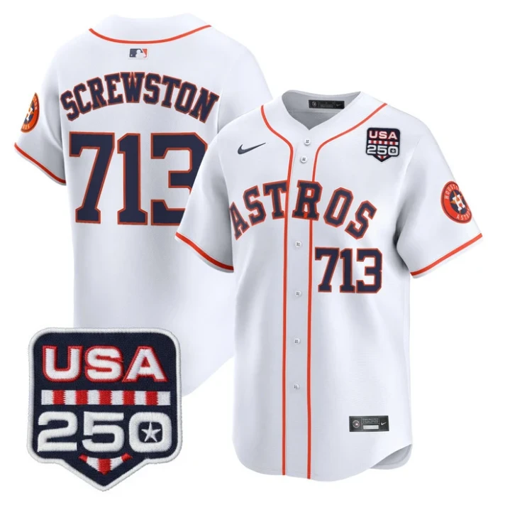 Screwston Jersey #713 Houston Astros 250 USA Patch Vapor Limited Stitched by My Store